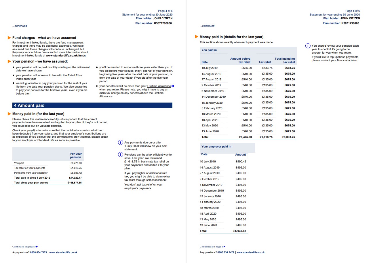 United Kingdom Standard Life utility bill template in Word and PDF format, 7 pages 5 6